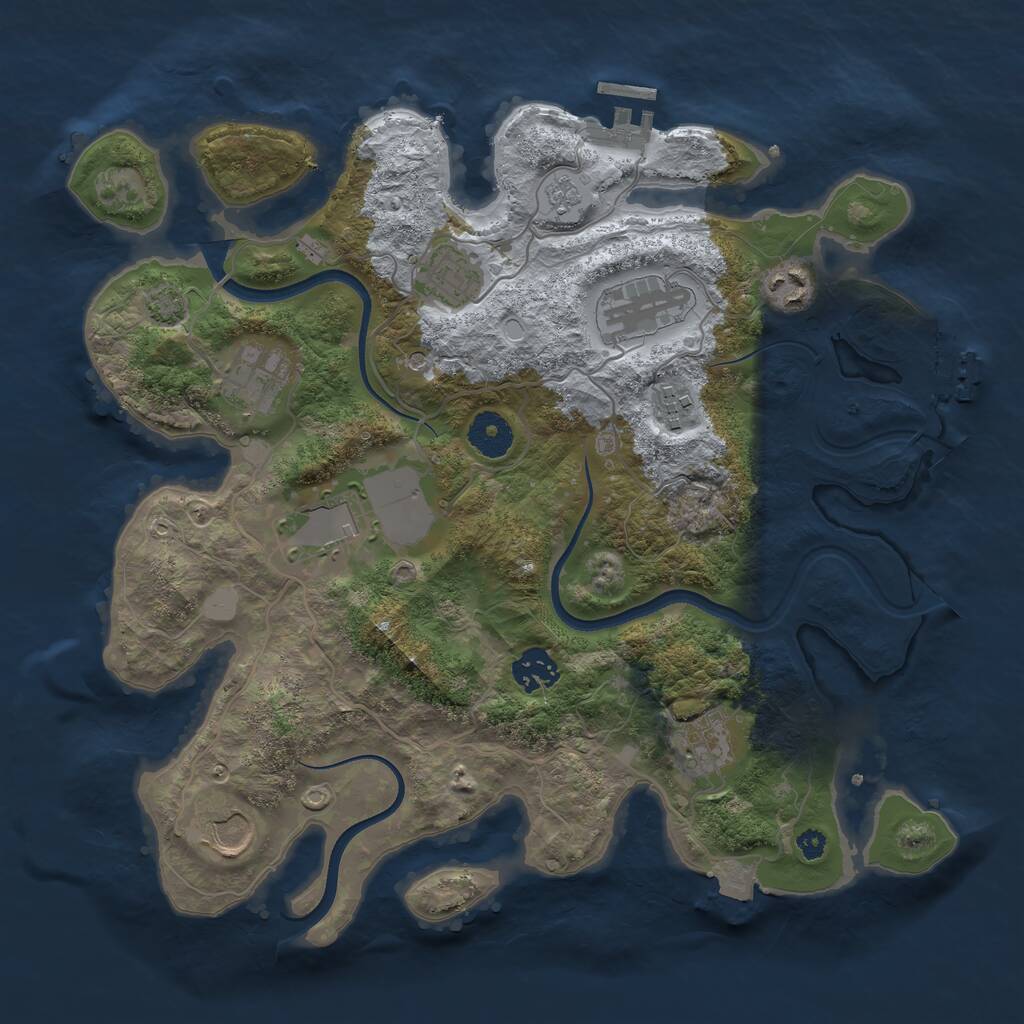 Rust Map: Procedural Map, Size: 3500, Seed: 1954488802, 15 Monuments