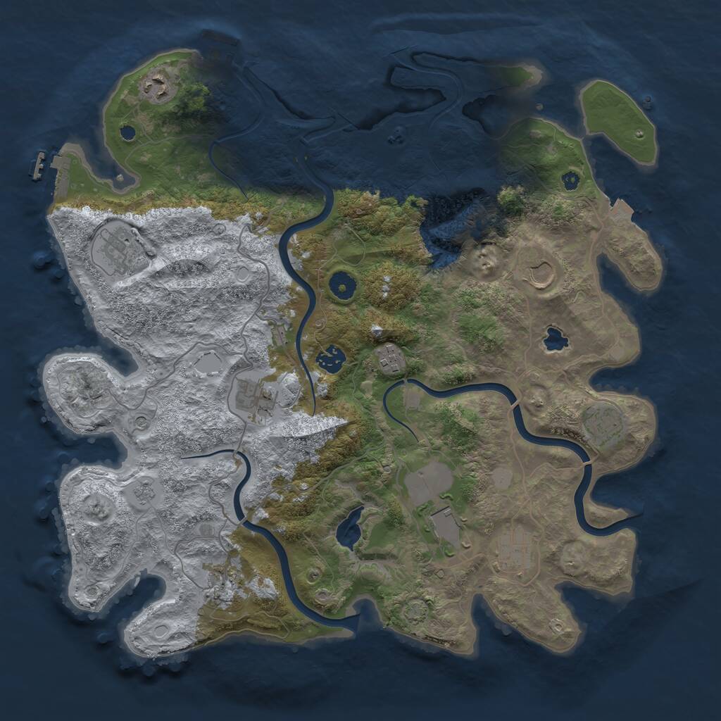 Rust Map: Procedural Map, Size: 4000, Seed: 807886959, 16 Monuments