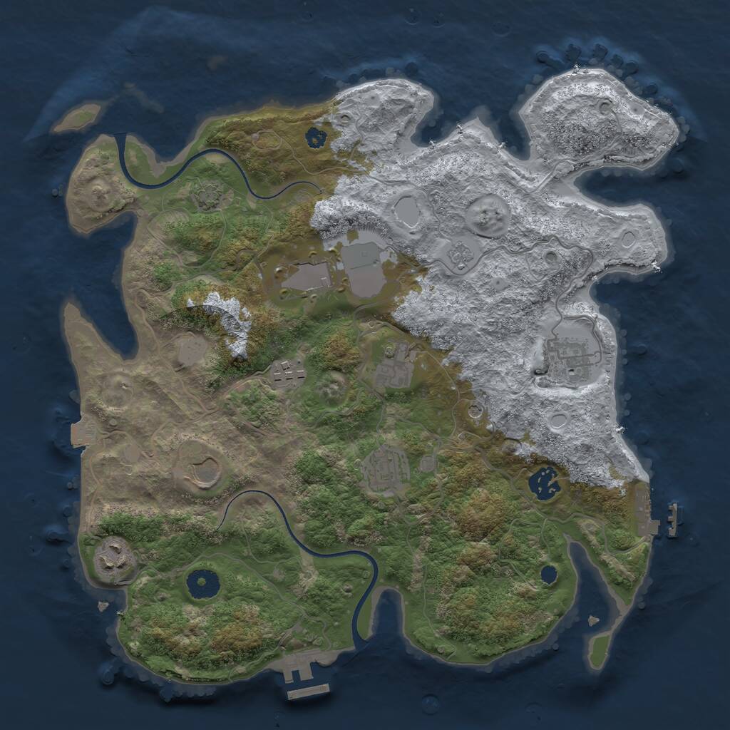 Rust Map: Procedural Map, Size: 3500, Seed: 831135, 14 Monuments