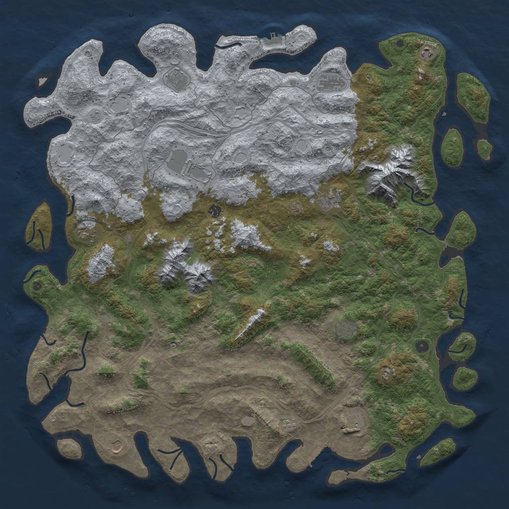 Rust Map: Procedural Map, Size: 6000, Seed: 5018, 18 Monuments