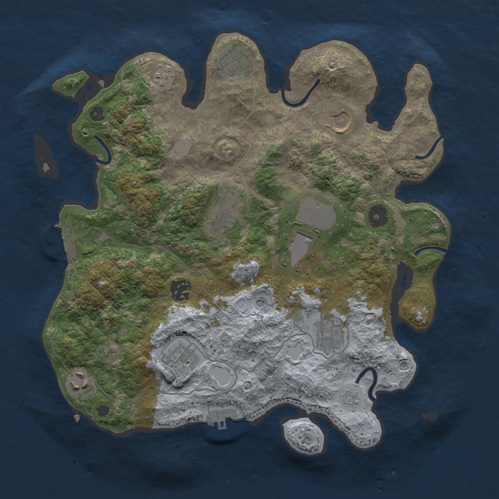 Rust Map: Procedural Map, Size: 3500, Seed: 141109317, 16 Monuments