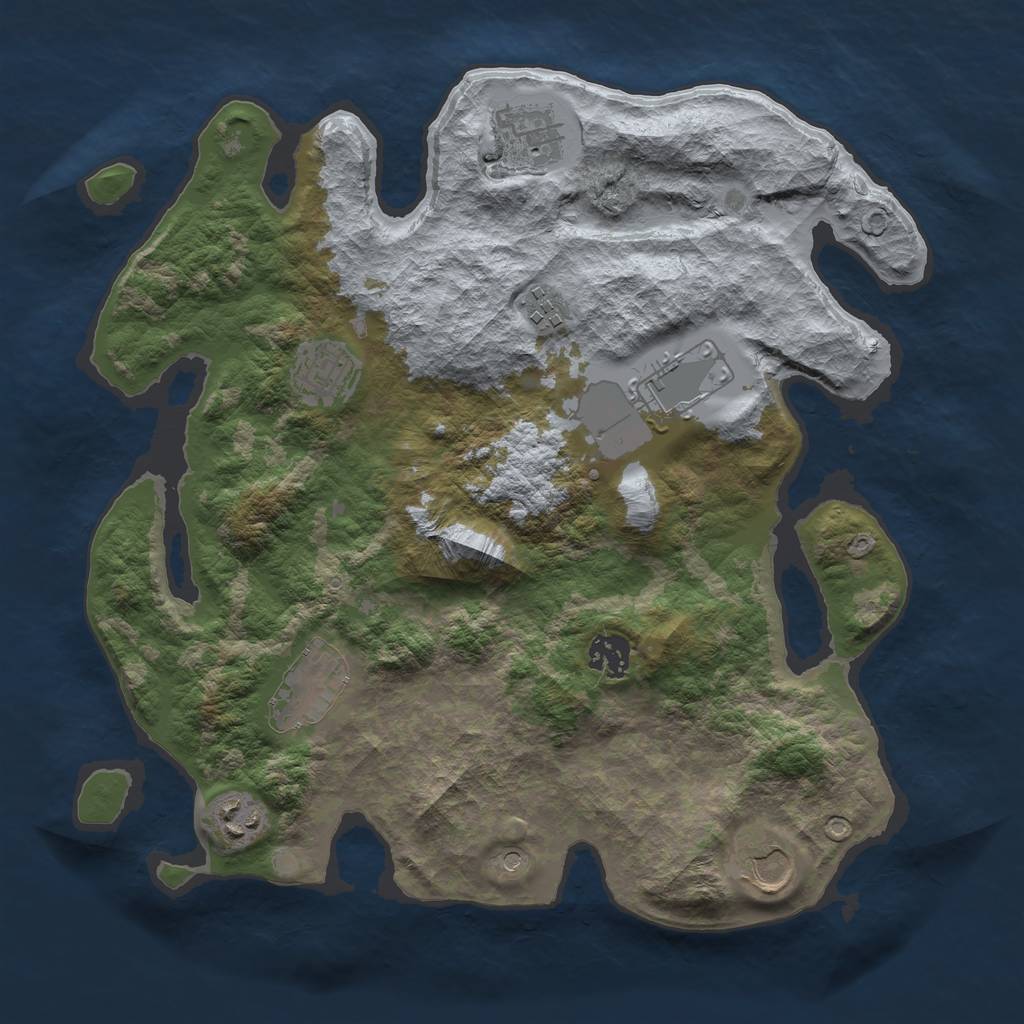 Rust Map: Barren, Size: 3500, Seed: 176985942, 11 Monuments