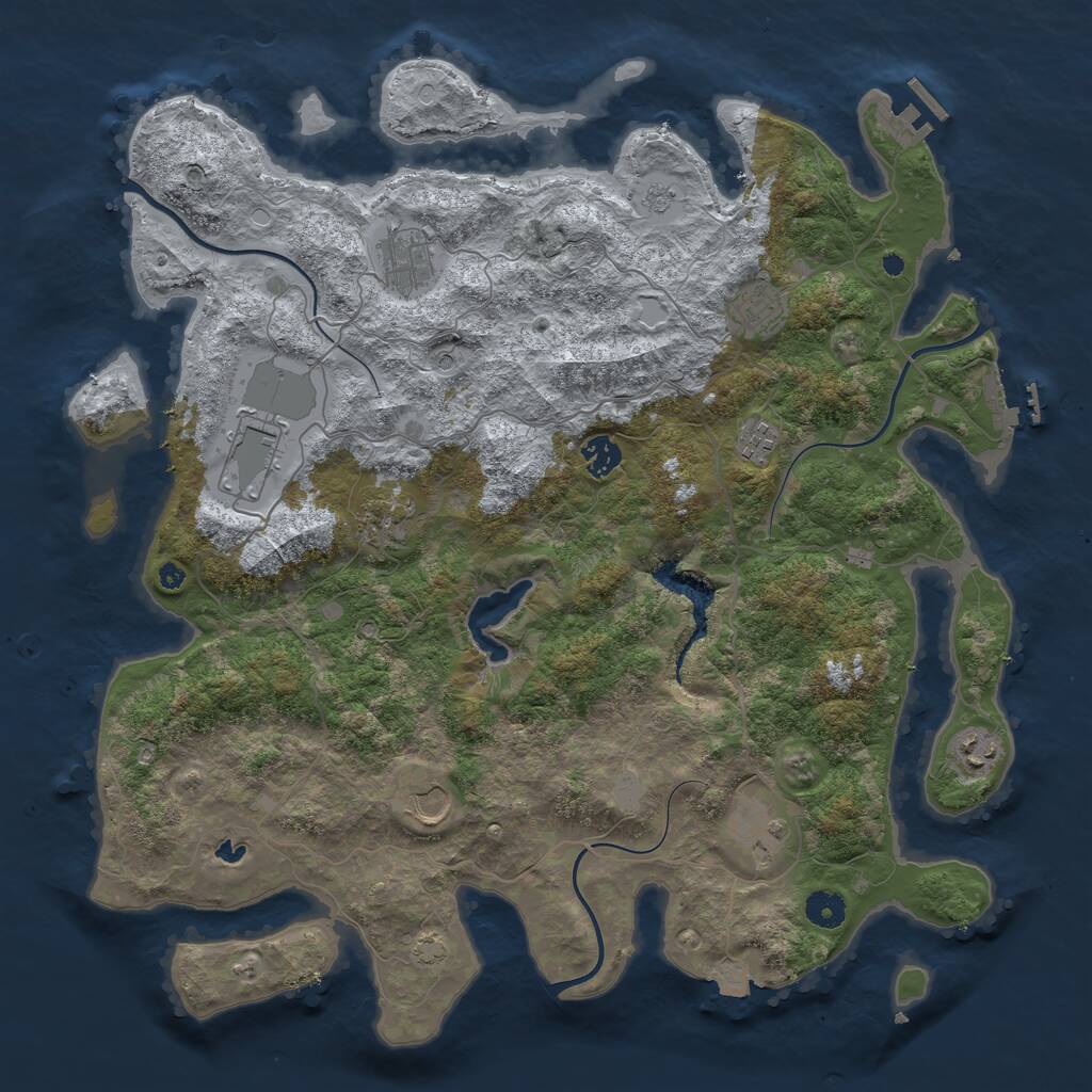 Rust Map: Procedural Map, Size: 4200, Seed: 869, 15 Monuments