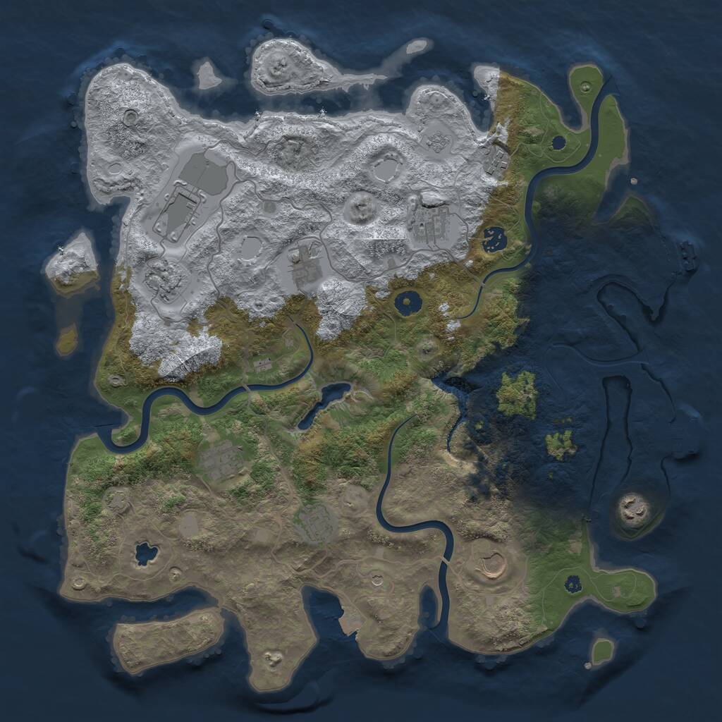 Rust Map: Procedural Map, Size: 4200, Seed: 869, 16 Monuments