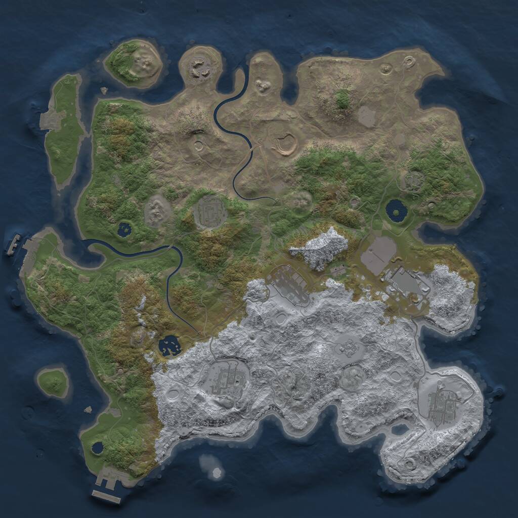 Rust Map: Procedural Map, Size: 3600, Seed: 1814335924, 14 Monuments
