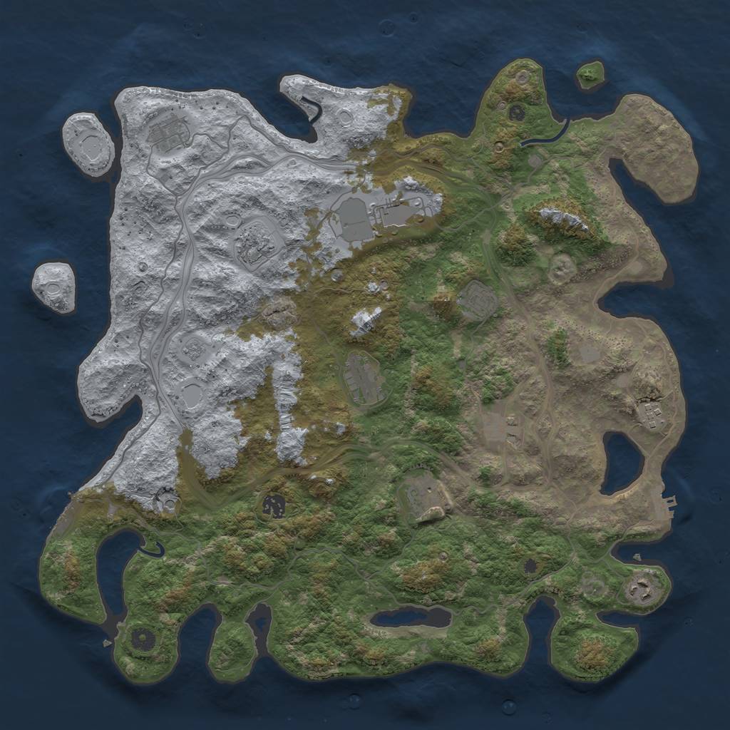 Rust Map: Procedural Map, Size: 4500, Seed: 384052742, 17 Monuments