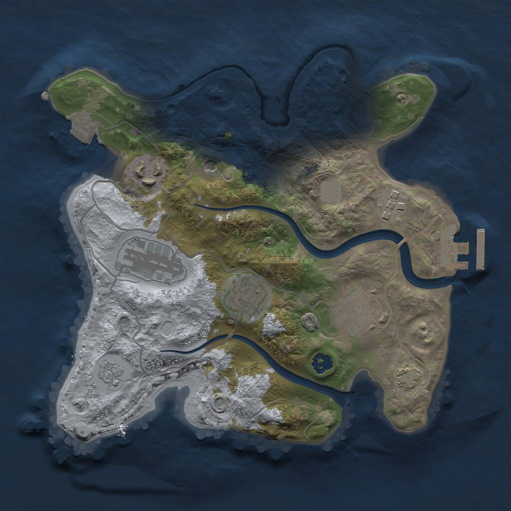 Rust Map: Procedural Map, Size: 2500, Seed: 808874, 10 Monuments