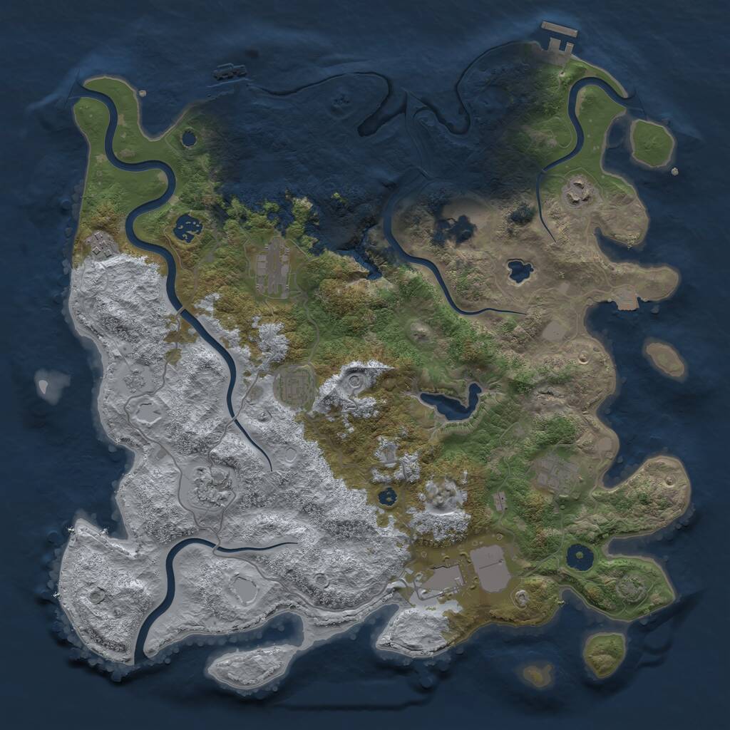 Rust Map: Procedural Map, Size: 4069, Seed: 25222, 15 Monuments