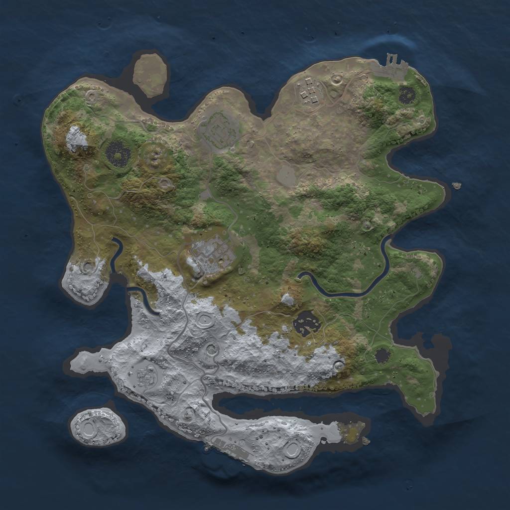 Rust Map: Procedural Map, Size: 3000, Seed: 2334, 11 Monuments