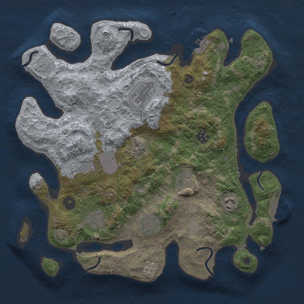 Rust Map: Procedural Map, Size: 3500, Seed: 1637196666, 16 Monuments