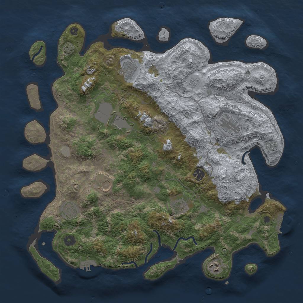 Rust Map: Procedural Map, Size: 4000, Seed: 284721847, 16 Monuments