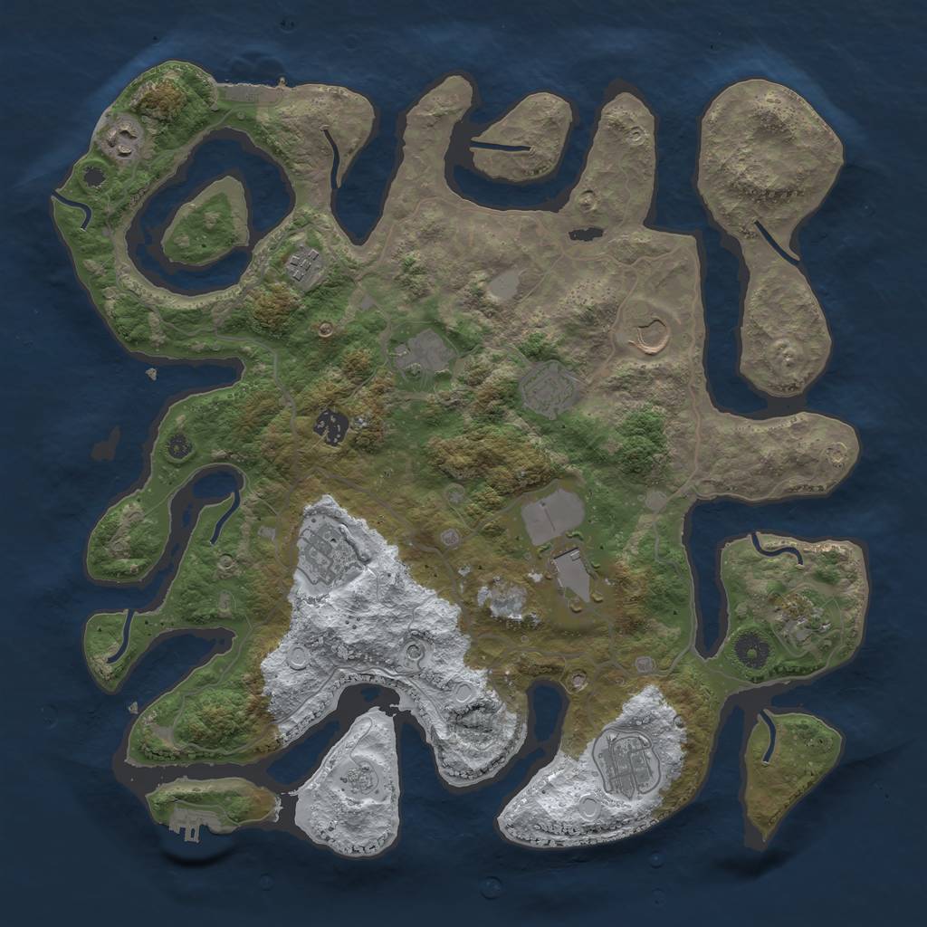 Rust Map: Procedural Map, Size: 4000, Seed: 38590, 19 Monuments