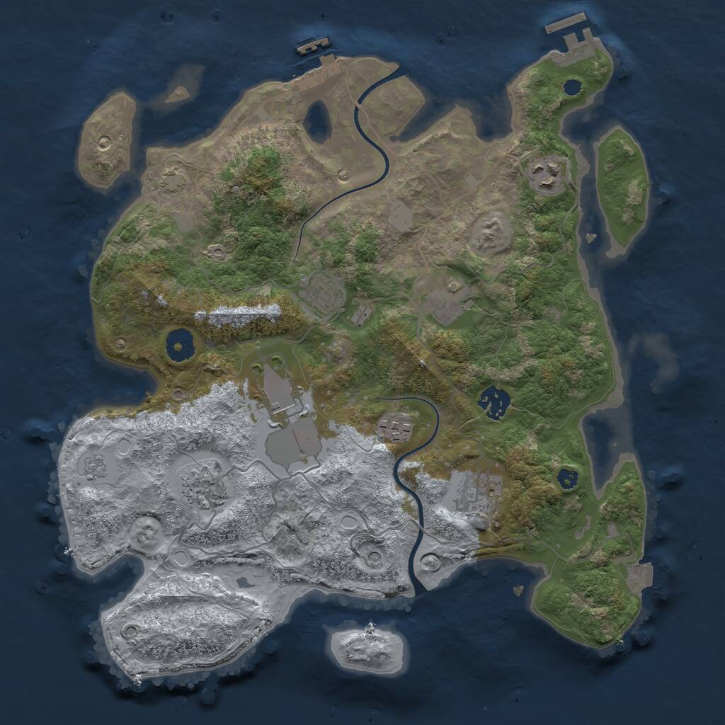 Rust Map: Procedural Map, Size: 3500, Seed: 1924802630, 14 Monuments