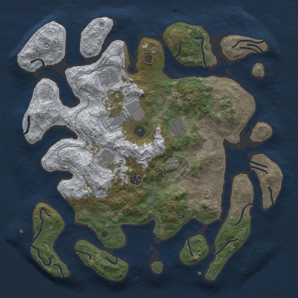 Rust Map: Procedural Map, Size: 4000, Seed: 885642, 14 Monuments
