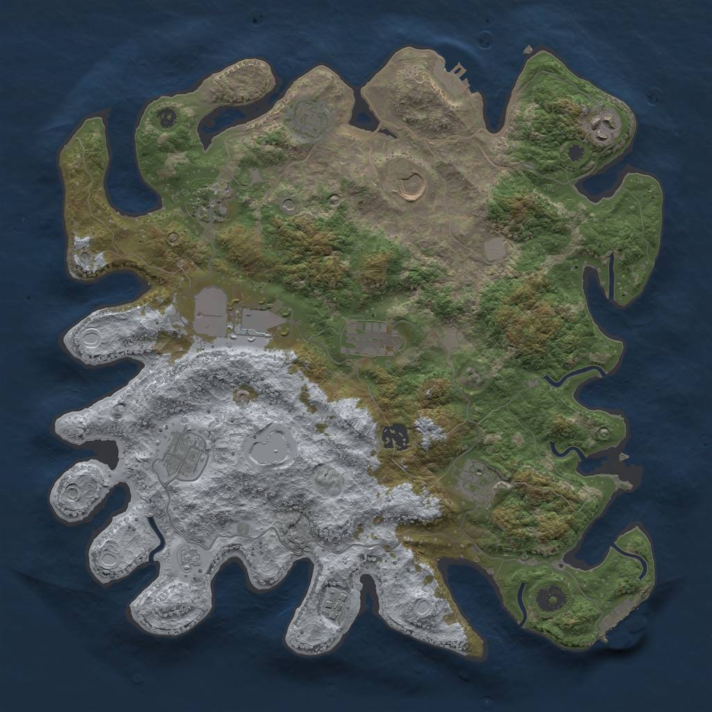 Rust Map: Procedural Map, Size: 3800, Seed: 42394, 17 Monuments