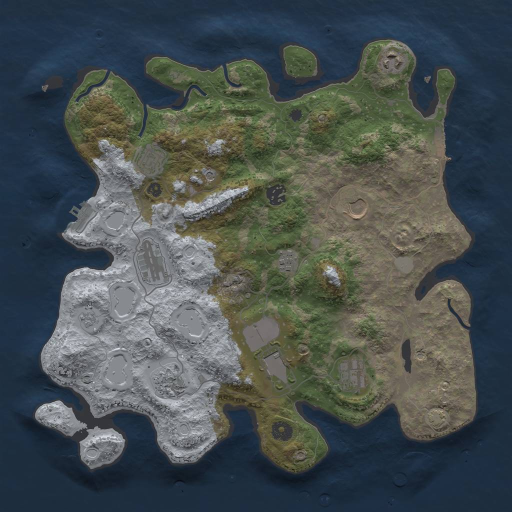 Rust Map: Procedural Map, Size: 3700, Seed: 398627715, 17 Monuments