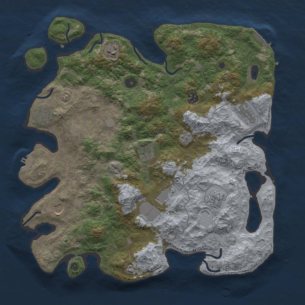 Rust Map: Procedural Map, Size: 4000, Seed: 1561911810, 17 Monuments