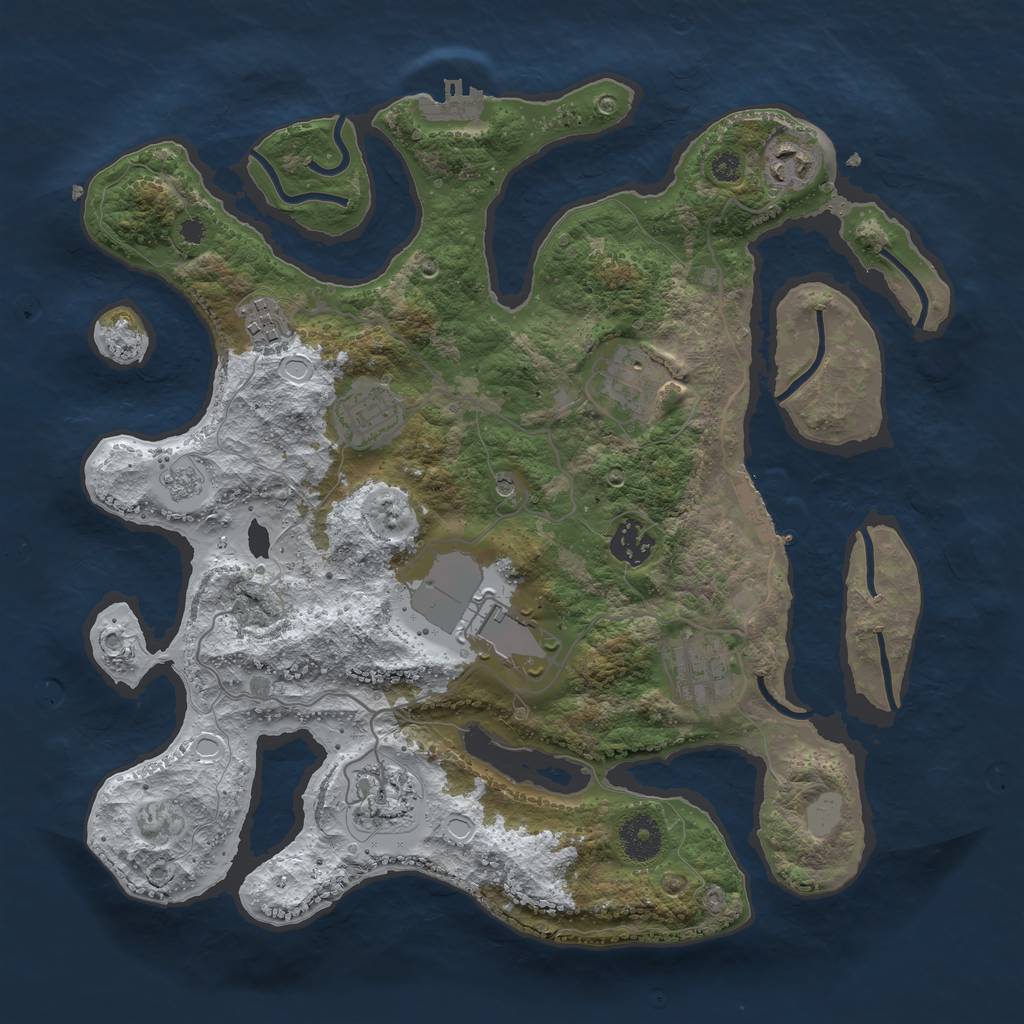 Rust Map: Procedural Map, Size: 3500, Seed: 38131302, 17 Monuments