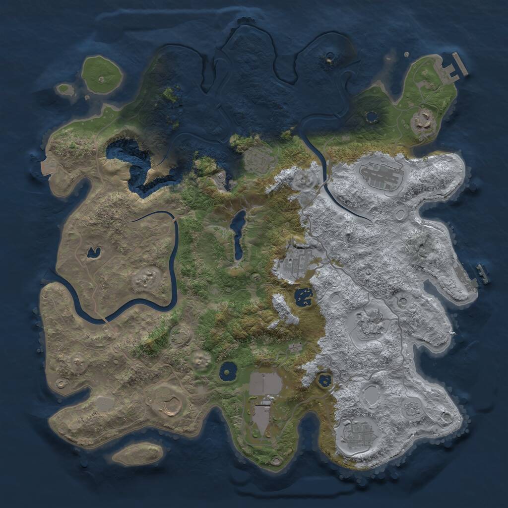 Rust Map: Procedural Map, Size: 4000, Seed: 55580742, 16 Monuments