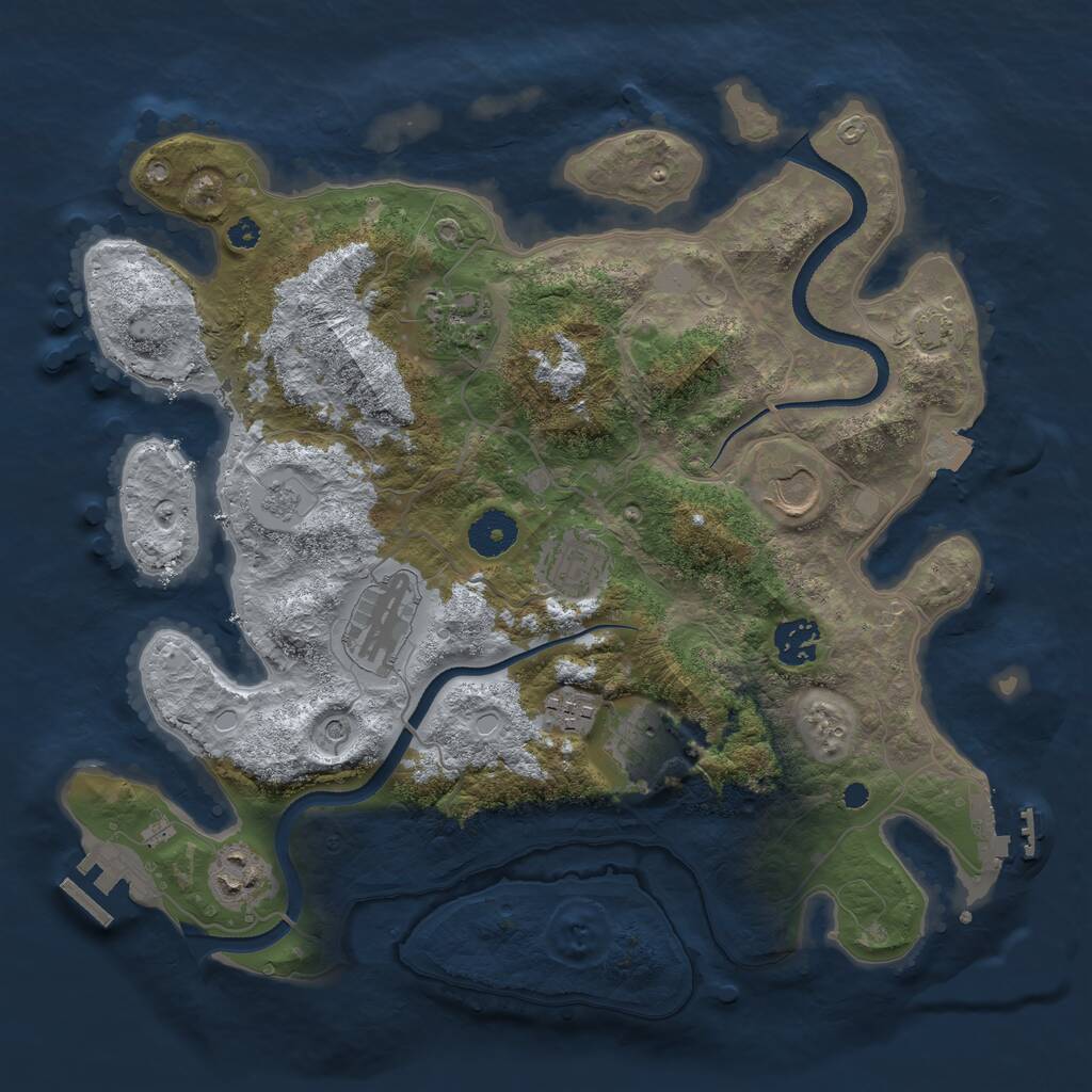 Rust Map: Procedural Map, Size: 3501, Seed: 747552120, 14 Monuments