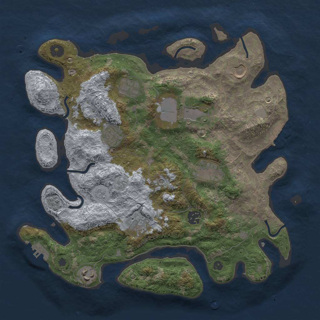Rust Map: Procedural Map, Size: 3501, Seed: 747552120, 16 Monuments