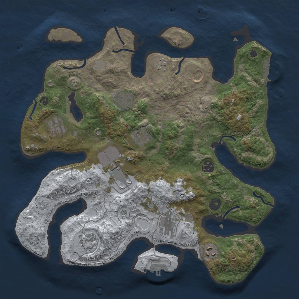 Rust Map: Procedural Map, Size: 3600, Seed: 2851645, 19 Monuments