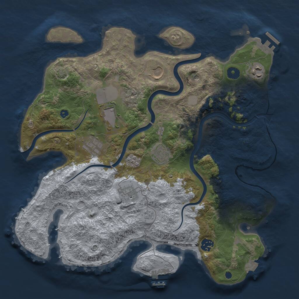 Rust Map: Procedural Map, Size: 3600, Seed: 2851645, 14 Monuments