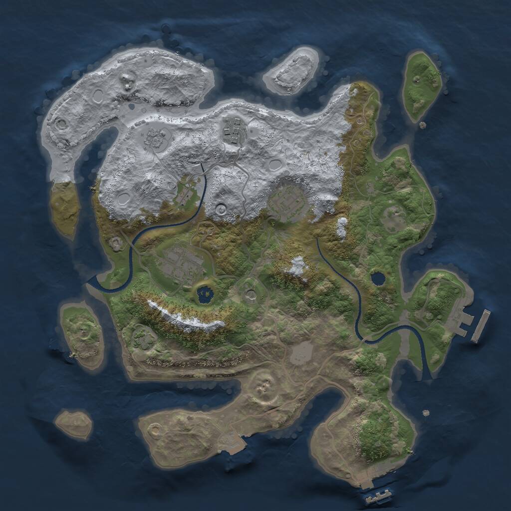 Rust Map: Procedural Map, Size: 3000, Seed: 23849, 9 Monuments