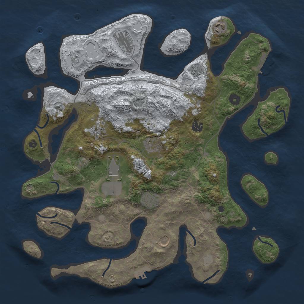 Rust Map: Procedural Map, Size: 4000, Seed: 22, 18 Monuments