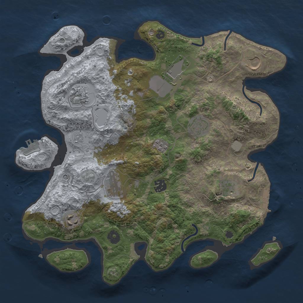 Rust Map: Procedural Map, Size: 3500, Seed: 572411, 16 Monuments