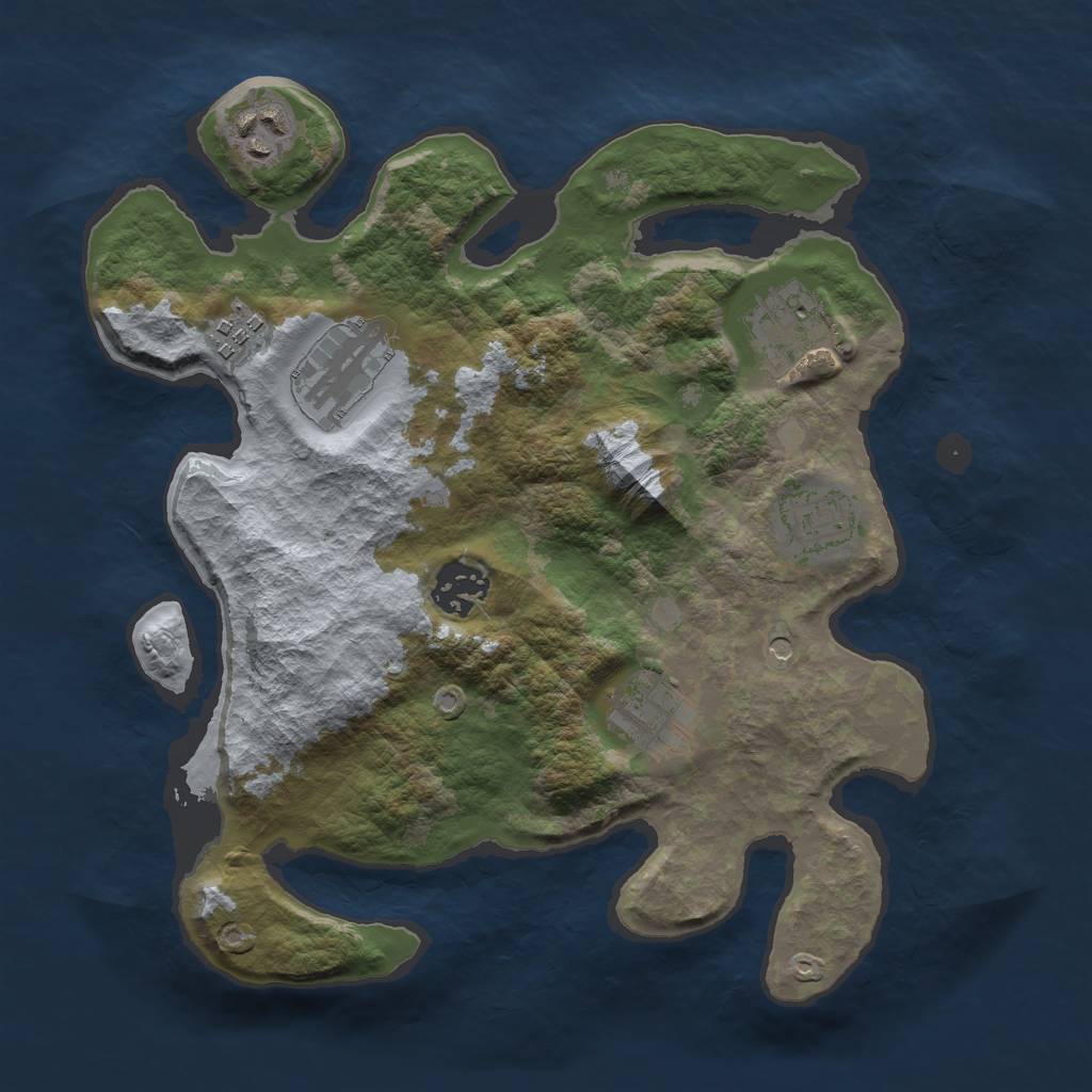 Rust Map: Barren, Size: 3000, Seed: 324344345, 10 Monuments