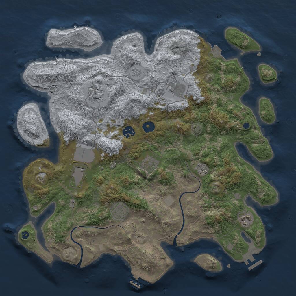 Rust Map: Procedural Map, Size: 3800, Seed: 2541, 14 Monuments