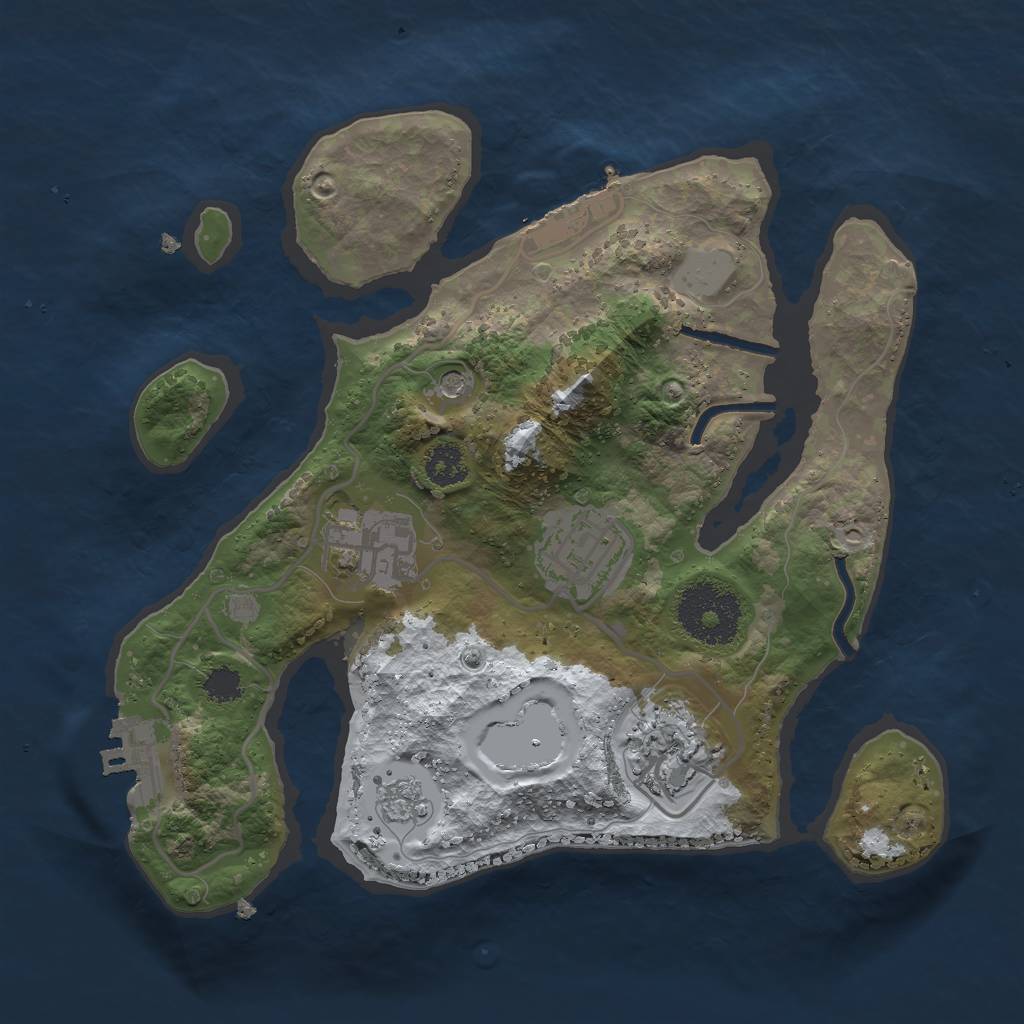 Rust Map: Procedural Map, Size: 2500, Seed: 2864631, 12 Monuments