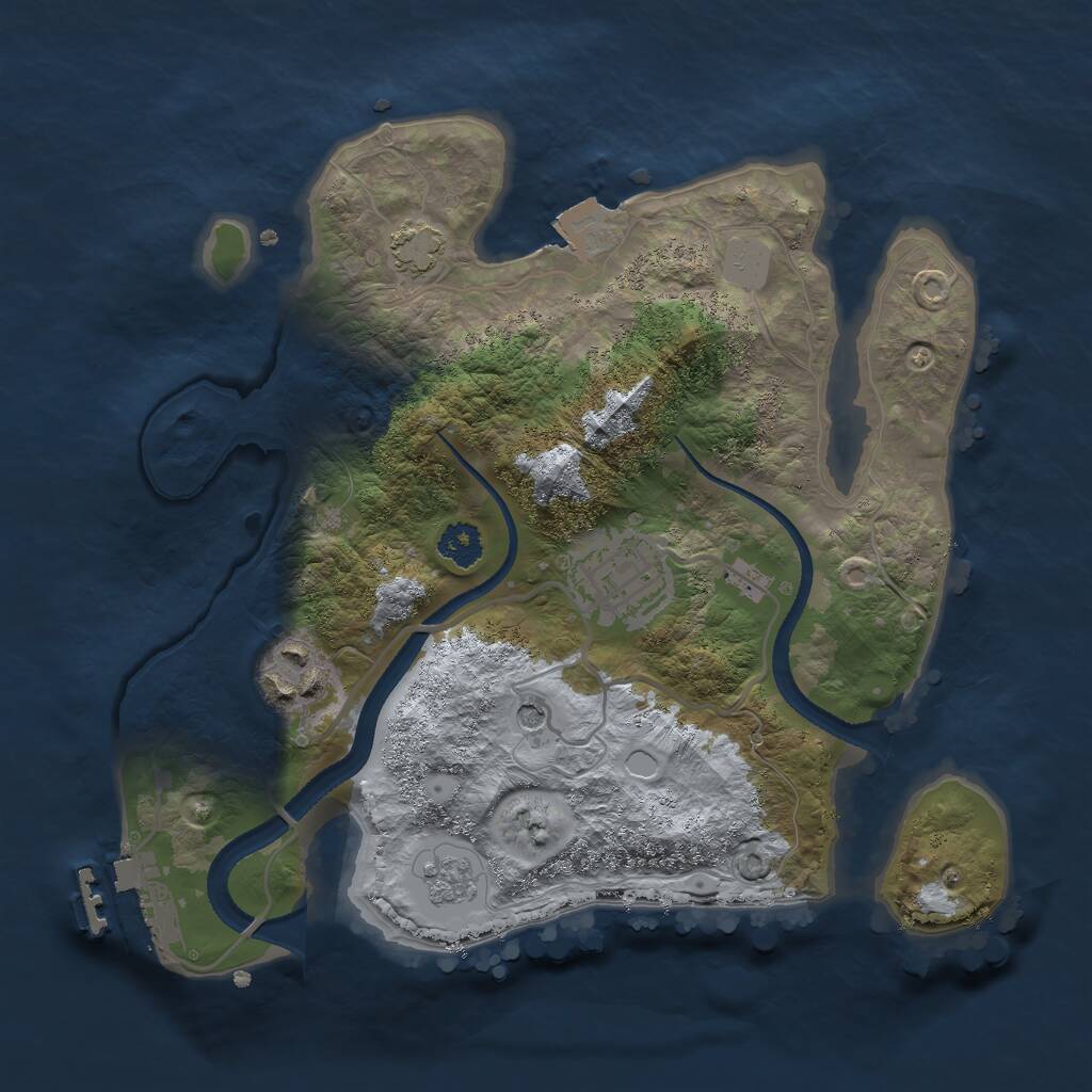 Rust Map: Procedural Map, Size: 2500, Seed: 2864631, 7 Monuments