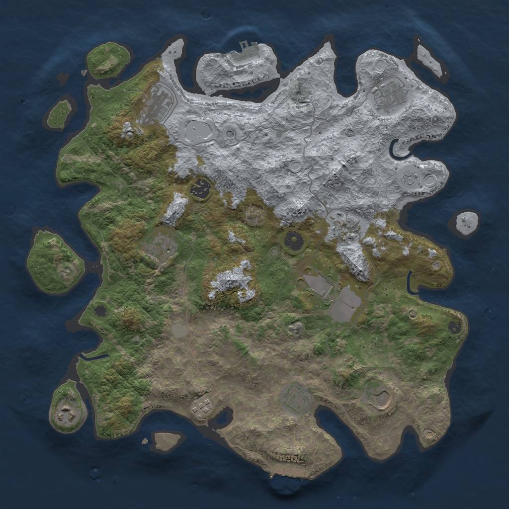 Rust Map: Procedural Map, Size: 3950, Seed: 115639898, 17 Monuments