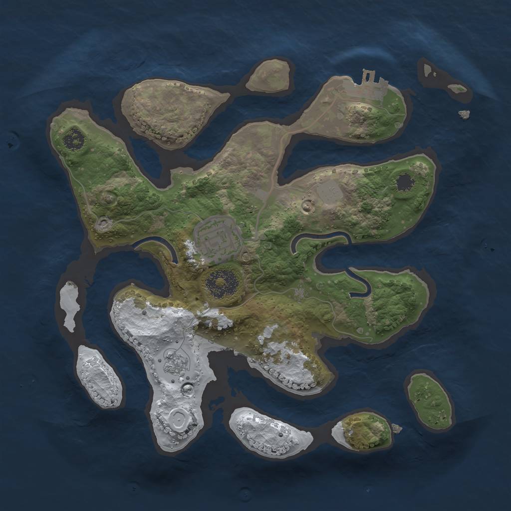 Rust Map: Procedural Map, Size: 2500, Seed: 252, 8 Monuments