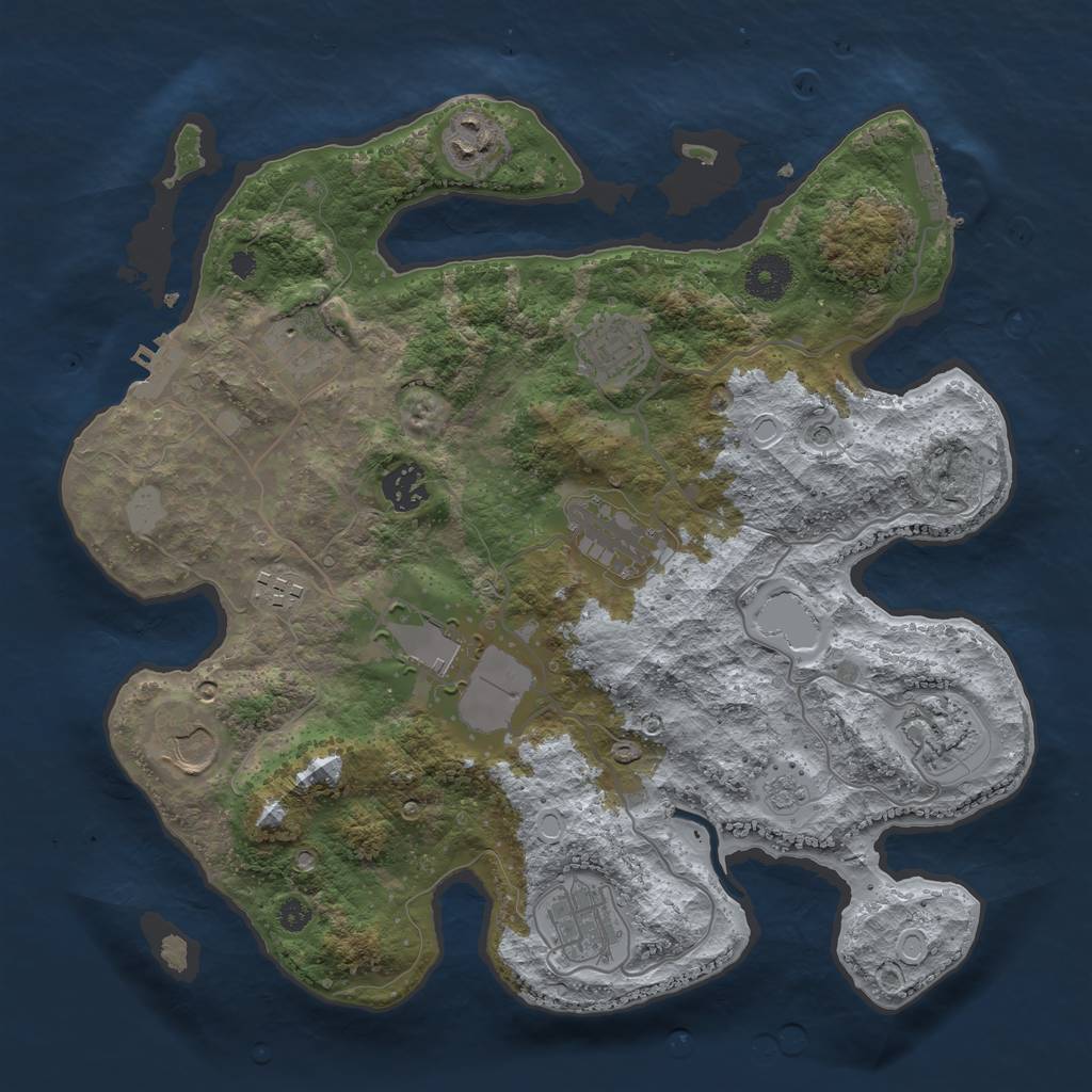 Rust Map: Procedural Map, Size: 3500, Seed: 25619, 17 Monuments