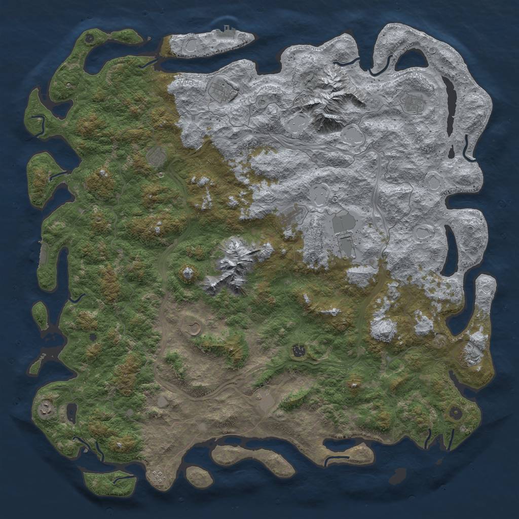Rust Map: Procedural Map, Size: 6000, Seed: 627834906, 18 Monuments