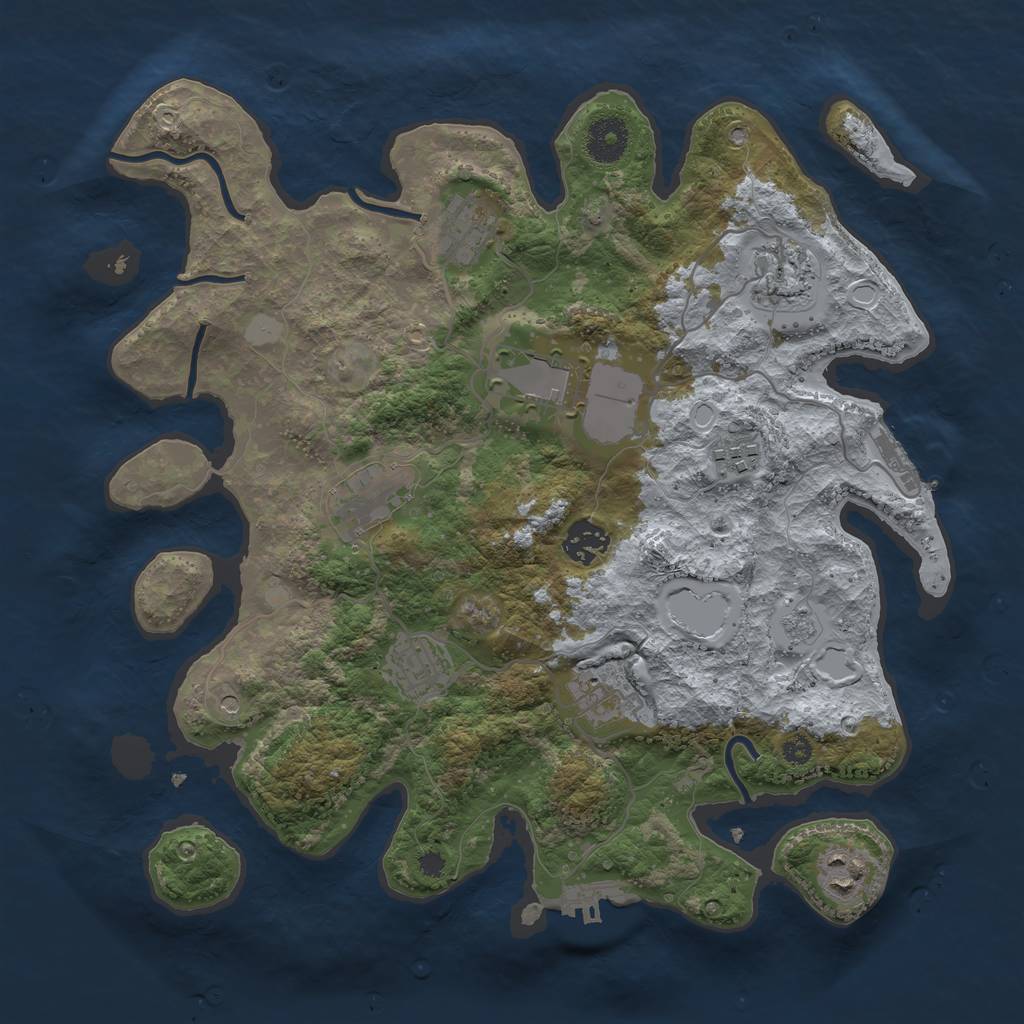 Rust Map: Procedural Map, Size: 3500, Seed: 127, 16 Monuments