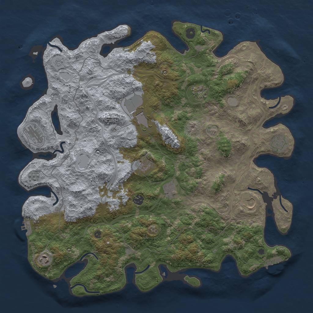 Rust Map: Procedural Map, Size: 4500, Seed: 2044618789, 17 Monuments