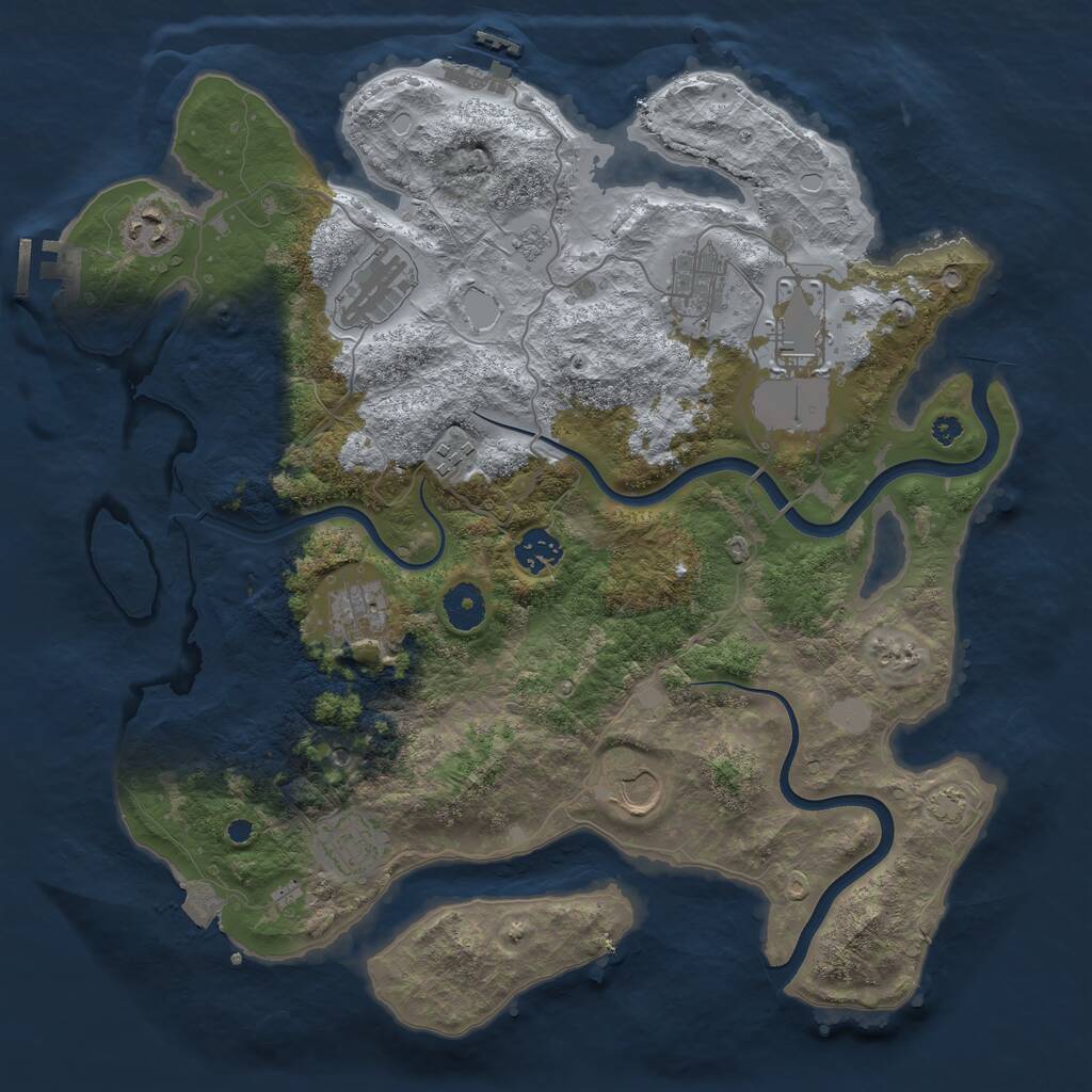 Rust Map: Procedural Map, Size: 3750, Seed: 1468712, 15 Monuments