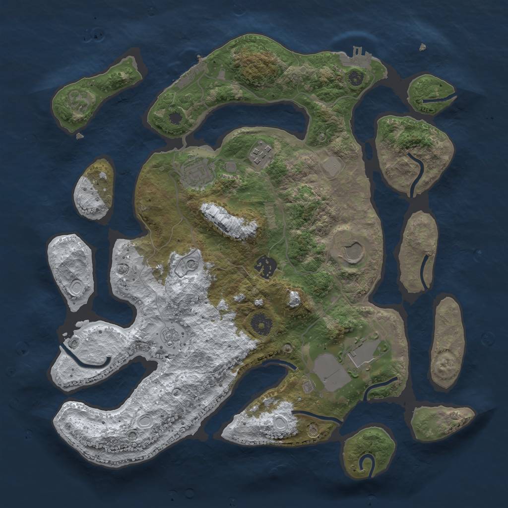 Rust Map: Procedural Map, Size: 3500, Seed: 61220952, 14 Monuments
