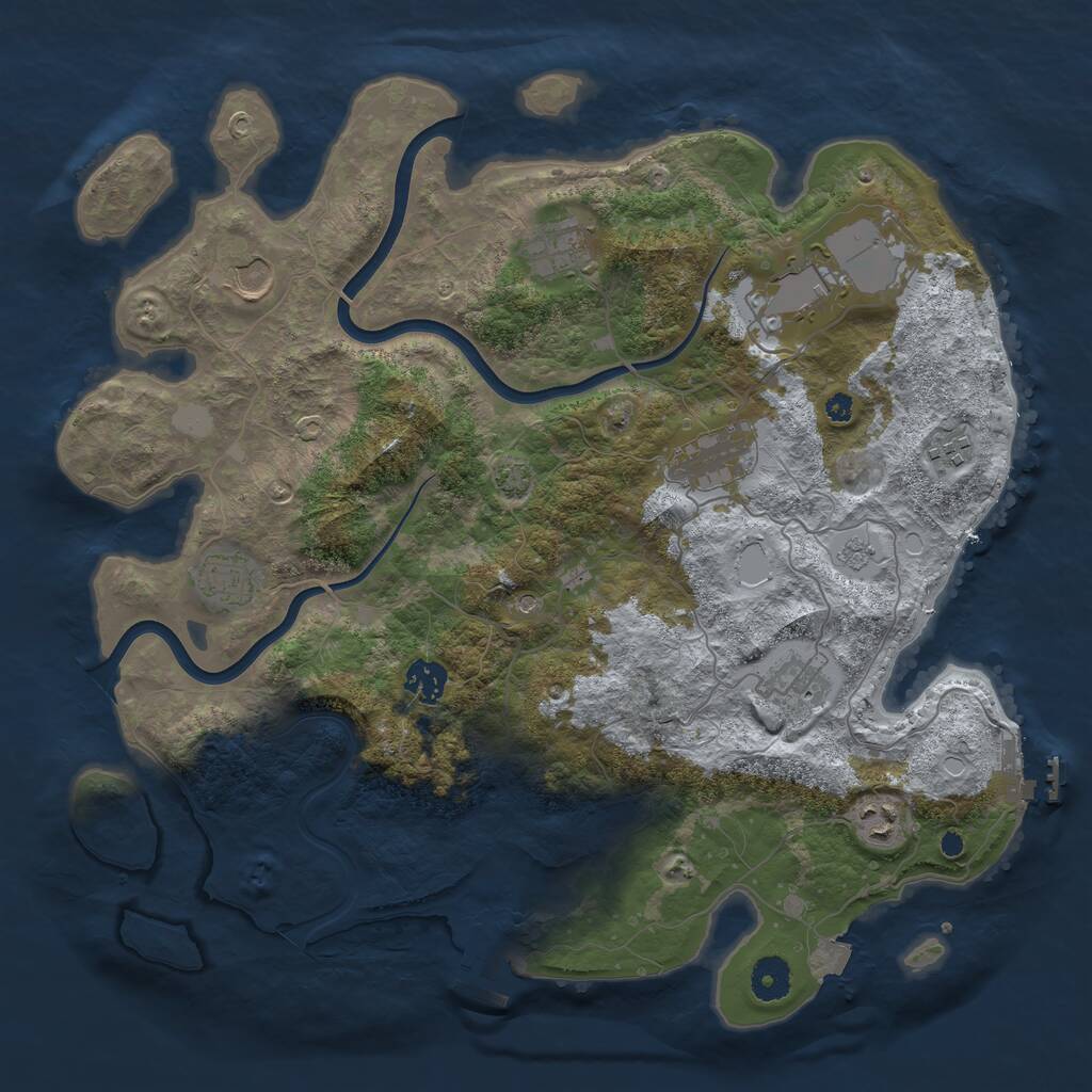 Rust Map: Procedural Map, Size: 3850, Seed: 1052204303, 15 Monuments