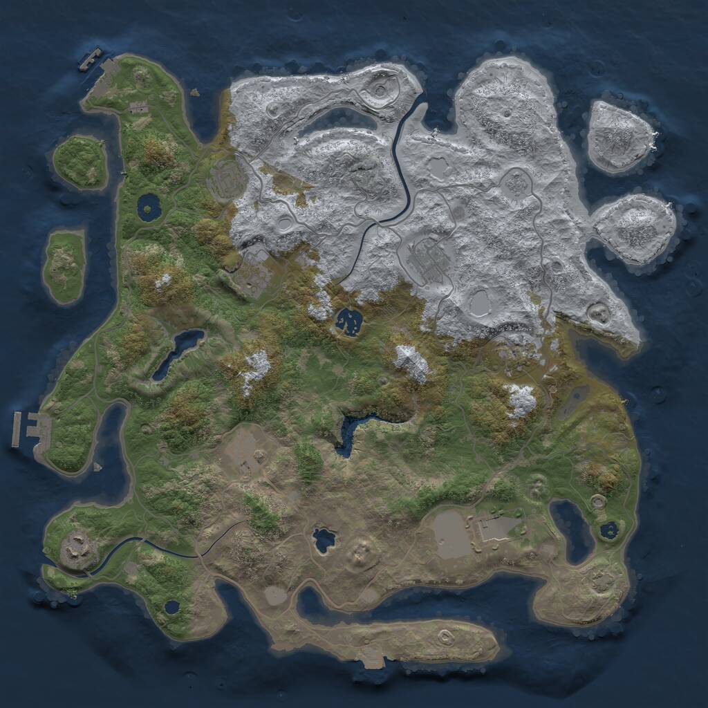 Rust Map: Procedural Map, Size: 4000, Seed: 1040222142, 14 Monuments