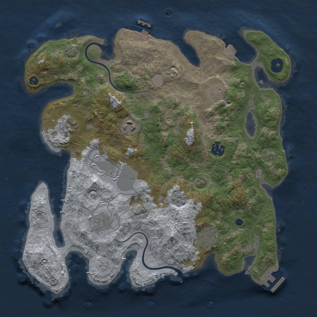 Rust Map: Procedural Map, Size: 3500, Seed: 1090796967, 14 Monuments
