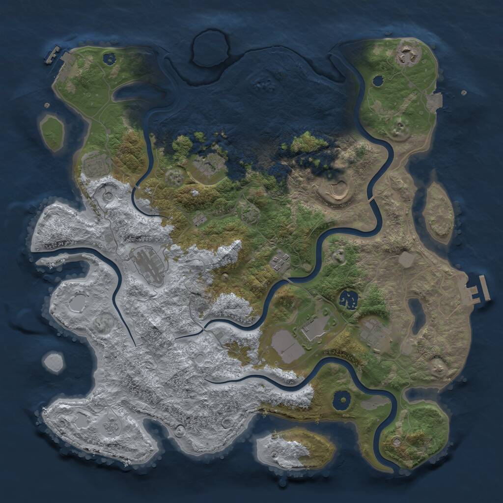 Rust Map: Procedural Map, Size: 3900, Seed: 686396699, 15 Monuments
