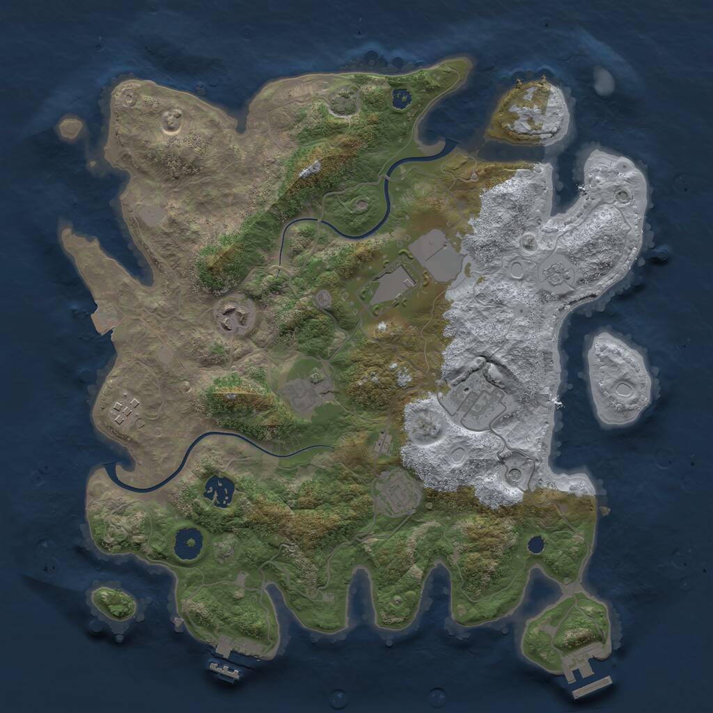 Rust Map: Procedural Map, Size: 3500, Seed: 887042138, 13 Monuments