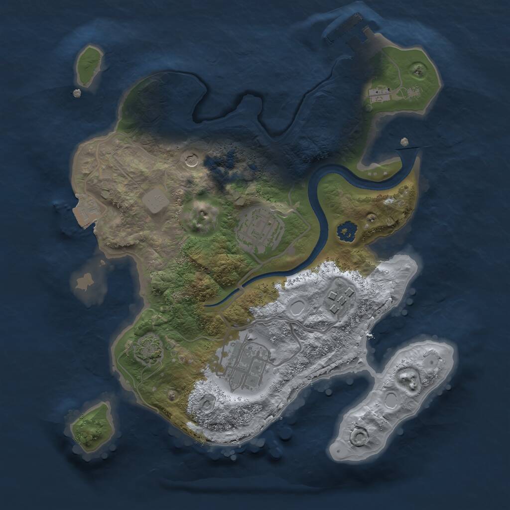 Rust Map: Procedural Map, Size: 2500, Seed: 727, 7 Monuments