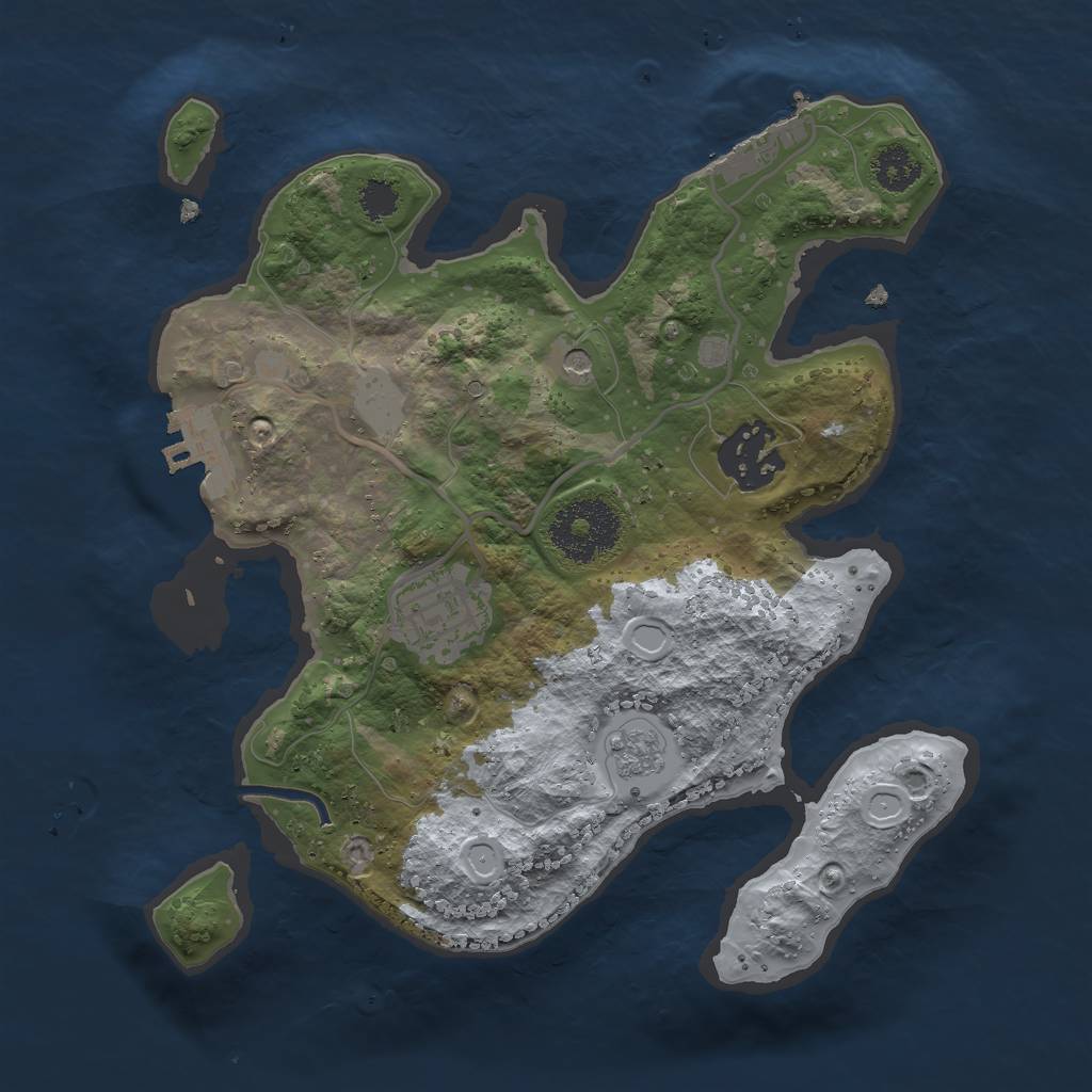 Rust Map: Procedural Map, Size: 2500, Seed: 727, 9 Monuments