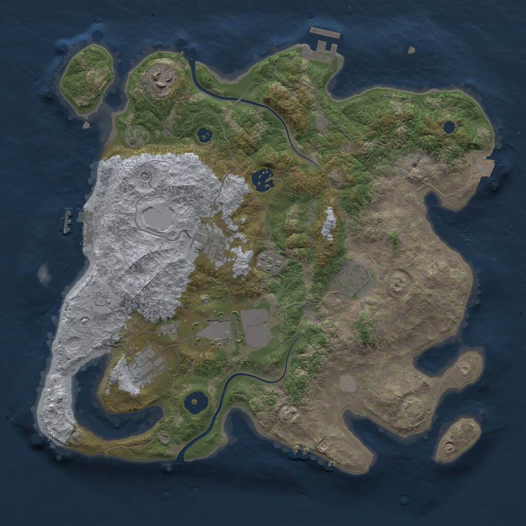 Rust Map: Procedural Map, Size: 3500, Seed: 5173234, 13 Monuments
